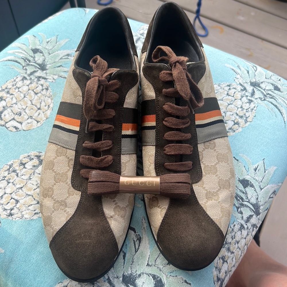 Gucci Icon Sneakers Iconic Classic Canvas size Men's 11.5 G 117711 brown orange